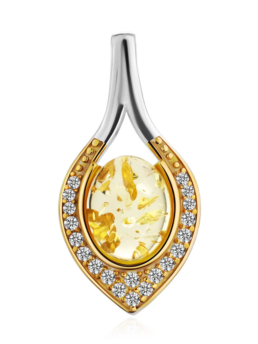 картинка Изысканный кулон, украшенный янтарём и кристаллами «Ренессанс» в онлайн магазине