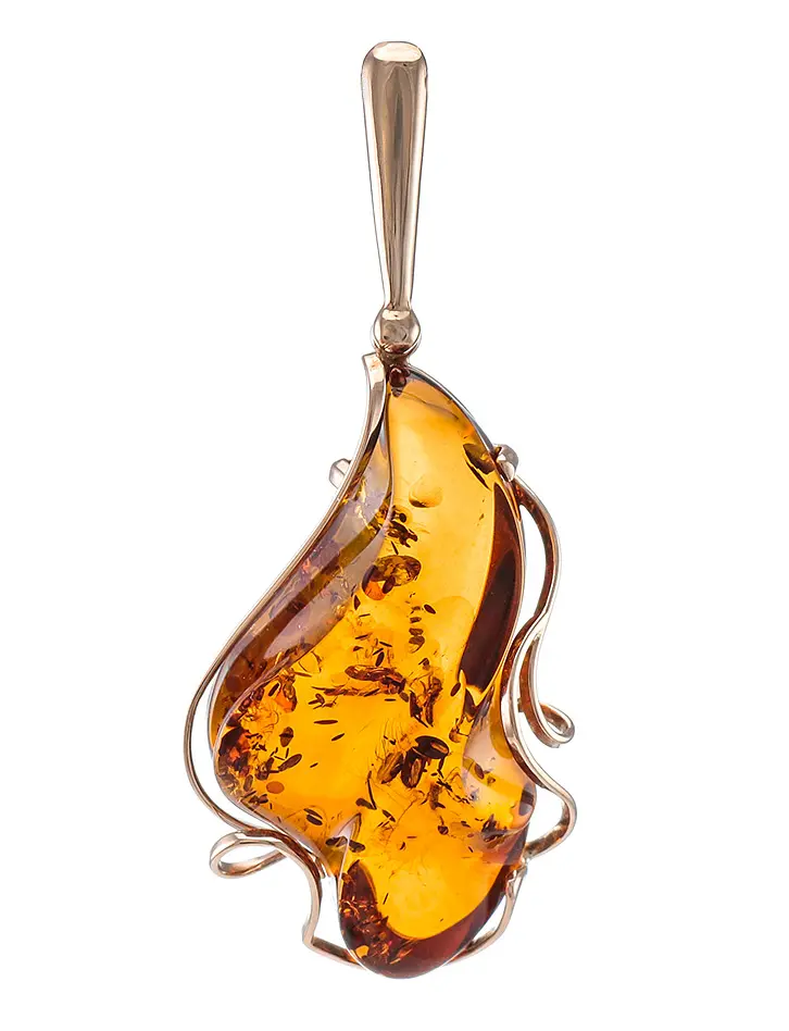 картинка Эффектная подвеска из натурального балтийского янтаря в золоте «Риальто» в онлайн магазине