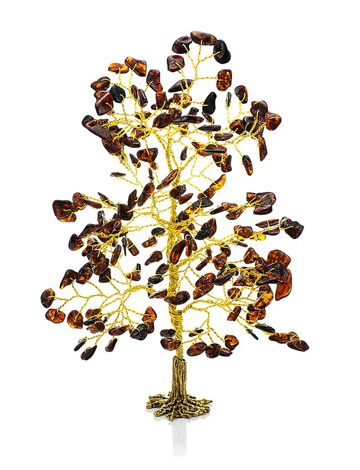 картинка Яркое декоративное деревце с натуральным янтарём вишнёвого цвета в онлайн магазине