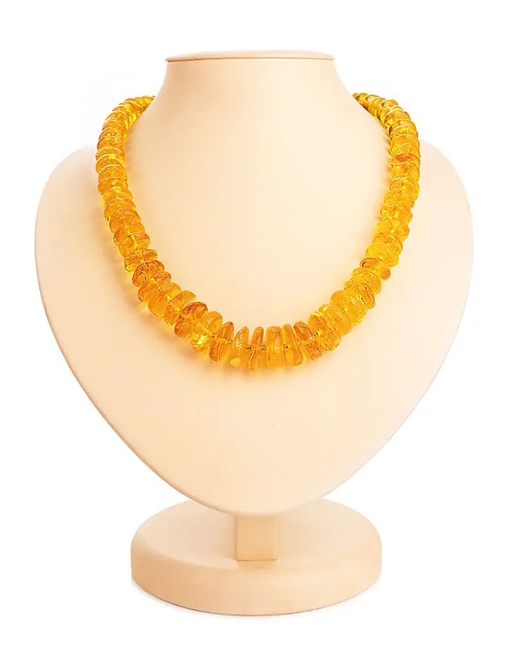 картинка Бусы из натурального цельного янтаря золотистого цвета «Шайбы солнечные» в онлайн магазине