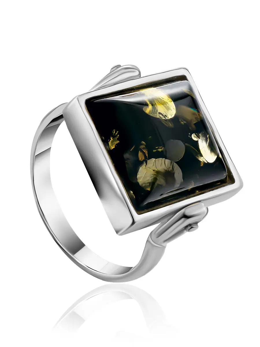 картинка Оригинальное кольцо-перевёртыш с лимонным и зелёным янтарём «Овация» в онлайн магазине