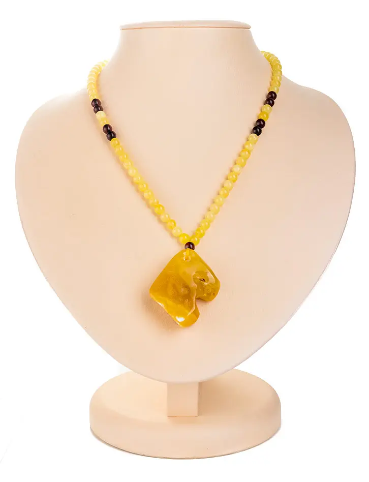 картинка Колье «Лаура» из натурального цельного янтаря медового цвета в онлайн магазине