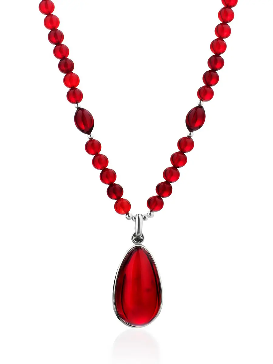 картинка Красивое ожерелье из натурального балтийского янтаря красного цвета «Лаура» в онлайн магазине