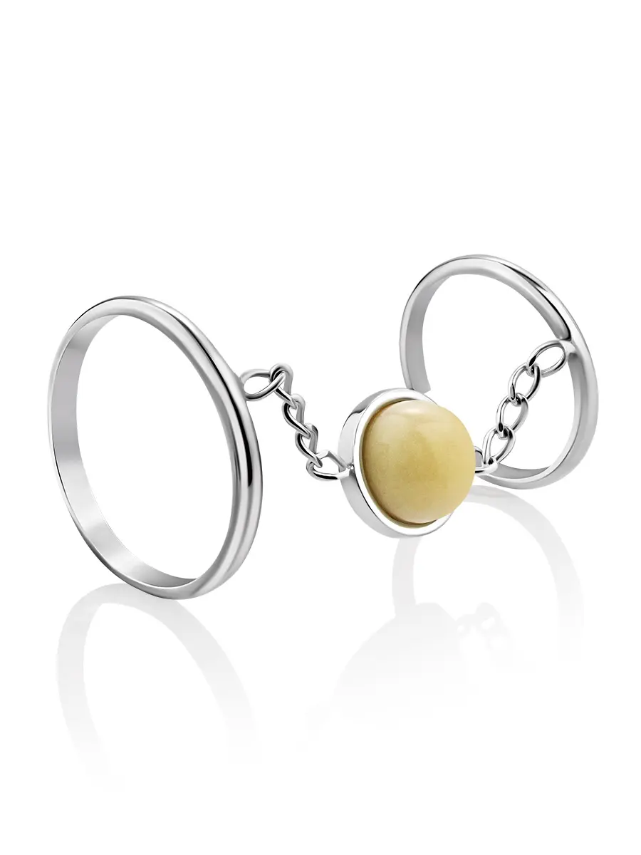 картинка Необычное двойное кольцо  Palazzo с янтарём в онлайн магазине