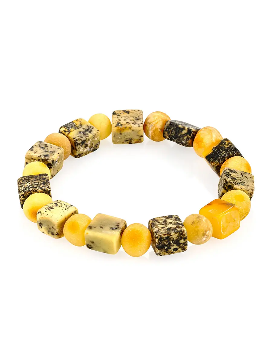 картинка Браслет из матовых янтарных бусин разной формы в онлайн магазине