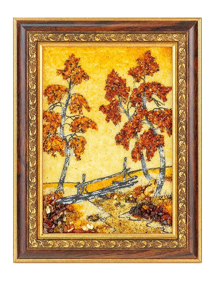 картинка Небольшая янтарная картина «Три берёзы» 26 см (В) х 20 см (Ш) в онлайн магазине