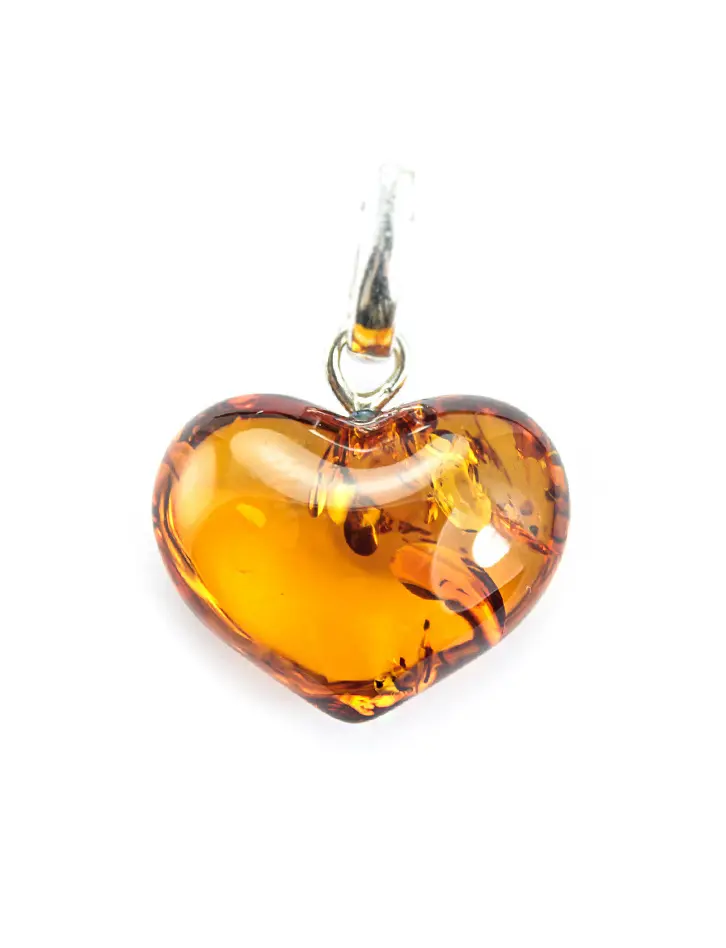 картинка Подвеска-сердце из натурального янтаря коньячного цвета в онлайн магазине