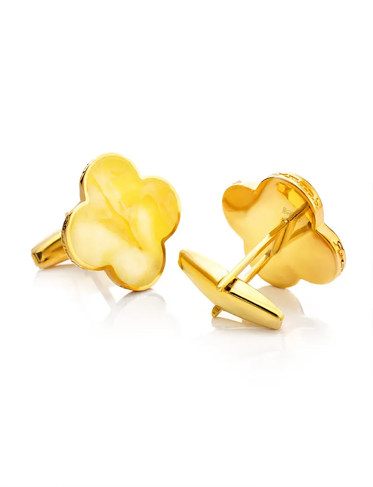 картинка Яркие стильные и оригинальные запонки с медовым янтарём «Монако» Янтарь® в онлайн магазине