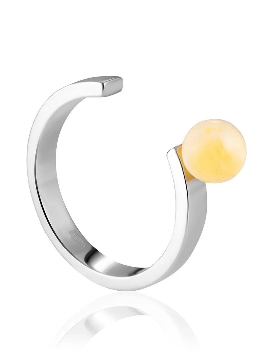 картинка Трендовое разомкнутое кольцо с медовым янтарём Palazzo в онлайн магазине