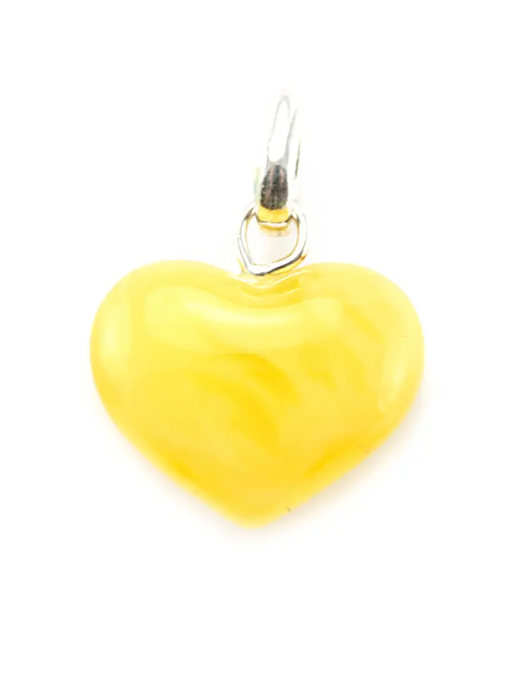картинка Кулон в форме сердца из натурального янтаря светло-медового цвета в онлайн магазине