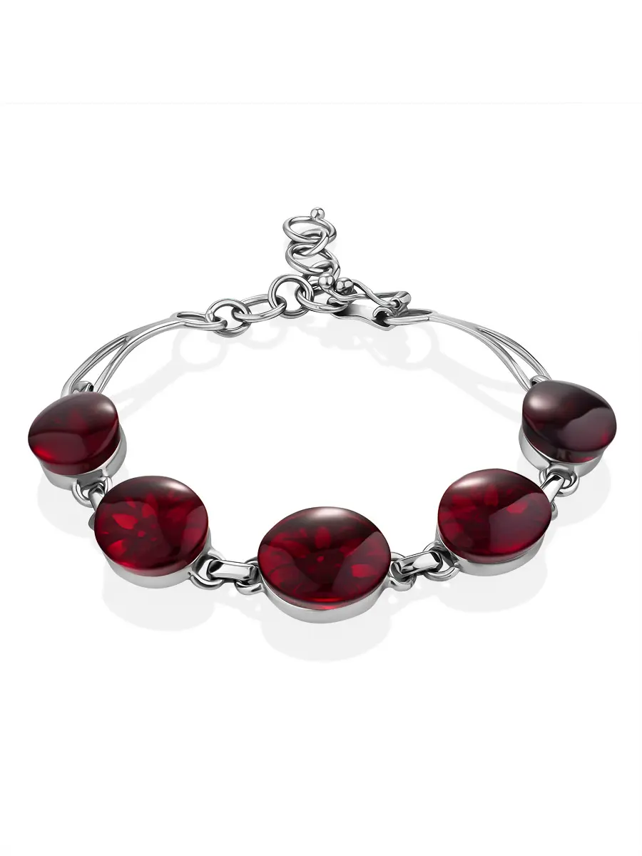 картинка Красивый эффектный браслет с натуральным красным янтарём «Сангрил» в онлайн магазине