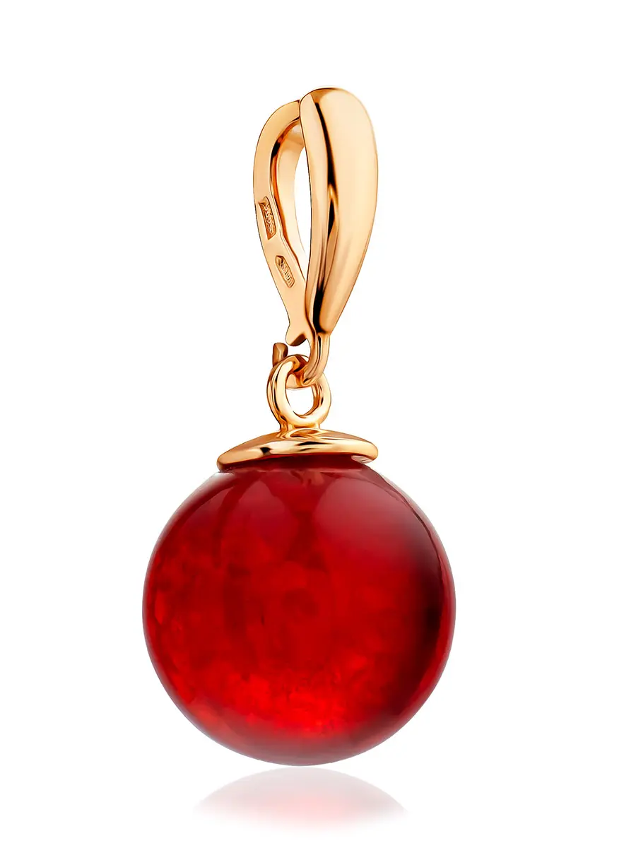 картинка Подвеска-шарик из натурального янтаря красного цвета «Юпитер» в онлайн магазине