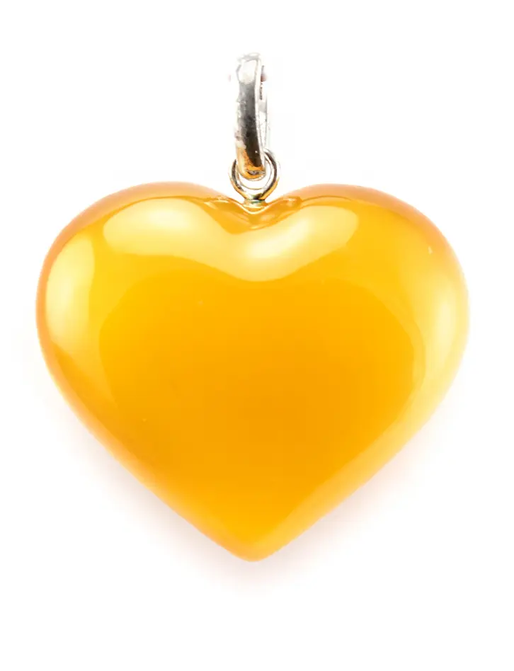 картинка Кулон из крупного балтийского янтаря медового цвета «Сердце» в онлайн магазине