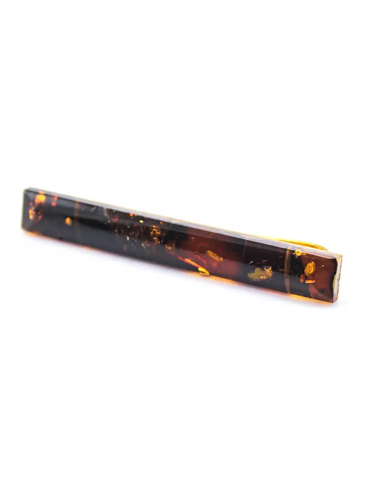 картинка Зажим для галстука с натуральным янтарем темно-вишневого цвета в онлайн магазине