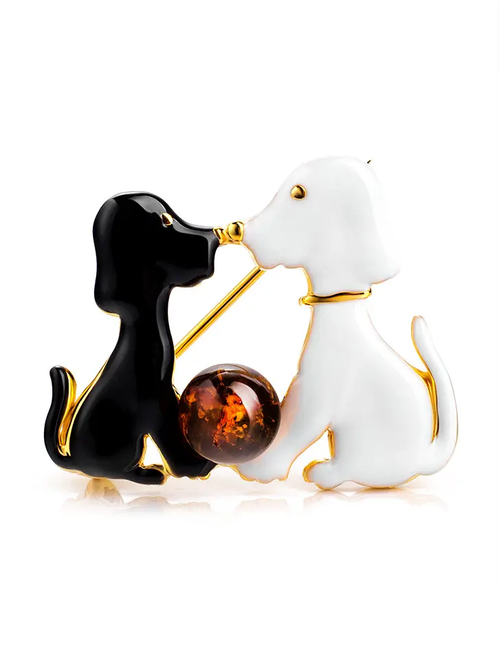 картинка Забавная брошь, украшенная натуральным коньячным янтарём Beoluna в онлайн магазине