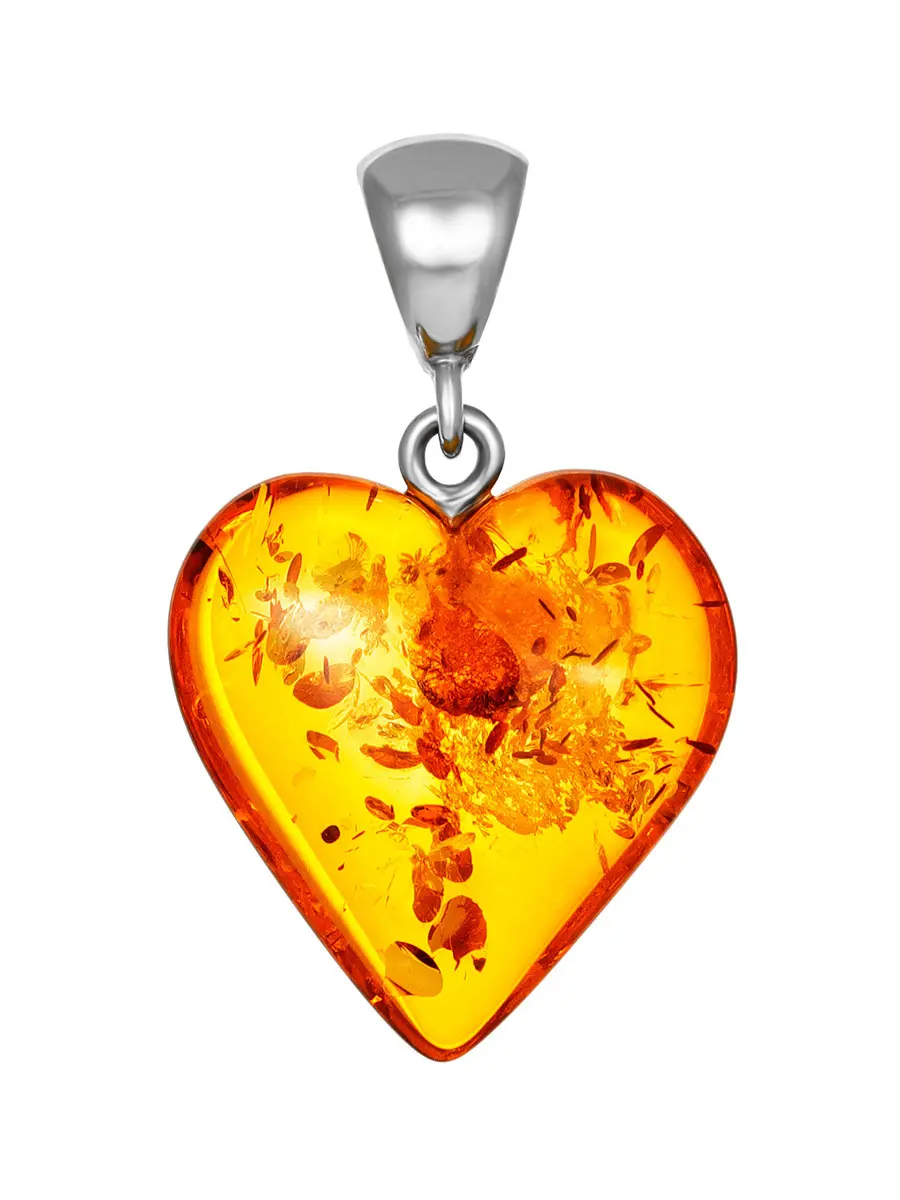 картинка Янтарный кулон «Сердце» золотисто-коньячного цвета в онлайн магазине