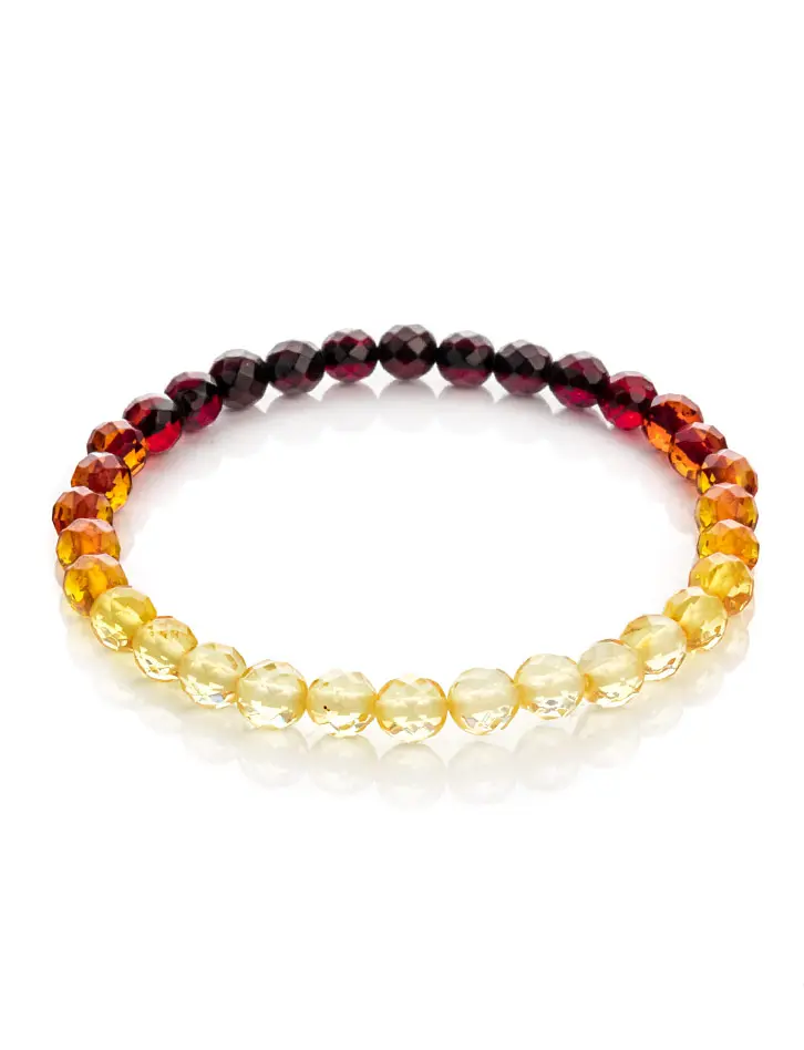 картинка Браслет из натурального цельного янтаря разных цветов «Карамель алмазная» в онлайн магазине