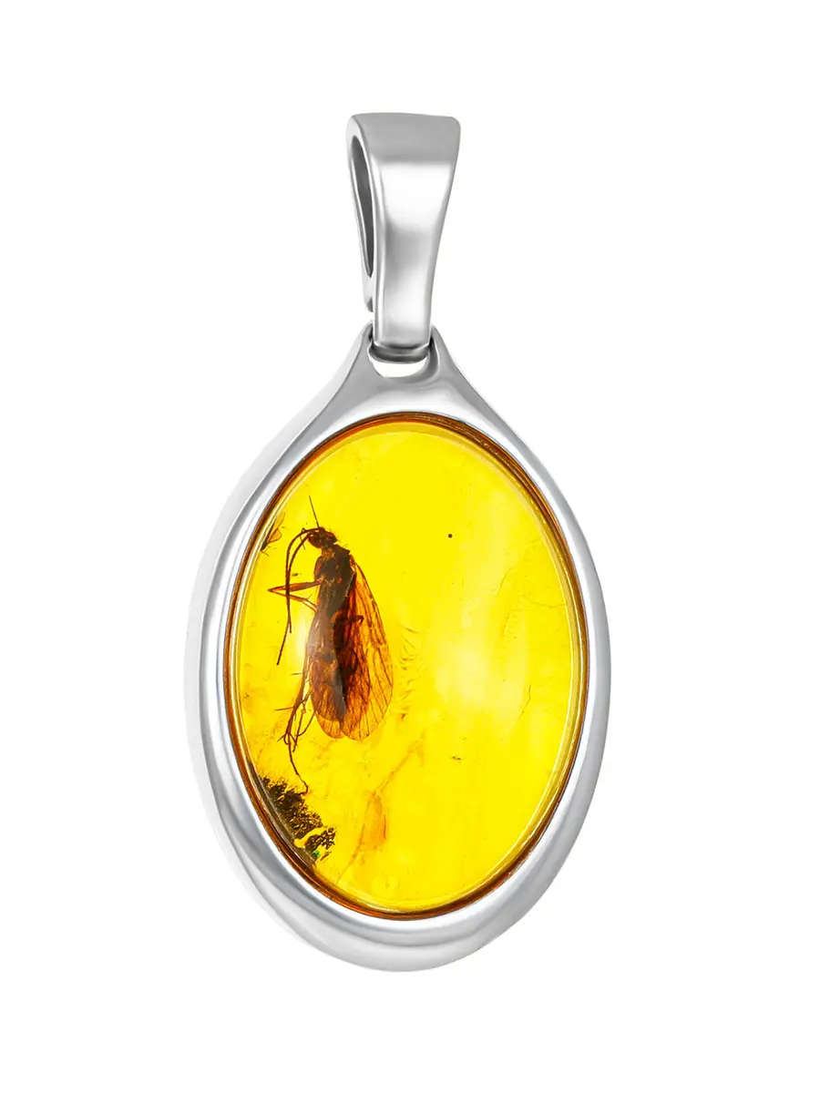 картинка Подвеска из прозрачного балтийского янтаря с включением мухи «Клио» в онлайн магазине