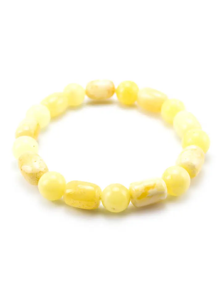 картинка Браслет из натурального светло-лимонного янтаря «Шар через бочку» в онлайн магазине