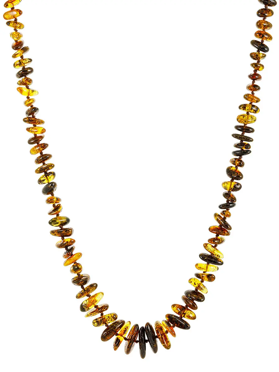картинка Стильные бусы из натурального янтаря «Чипсы тёмные» в онлайн магазине