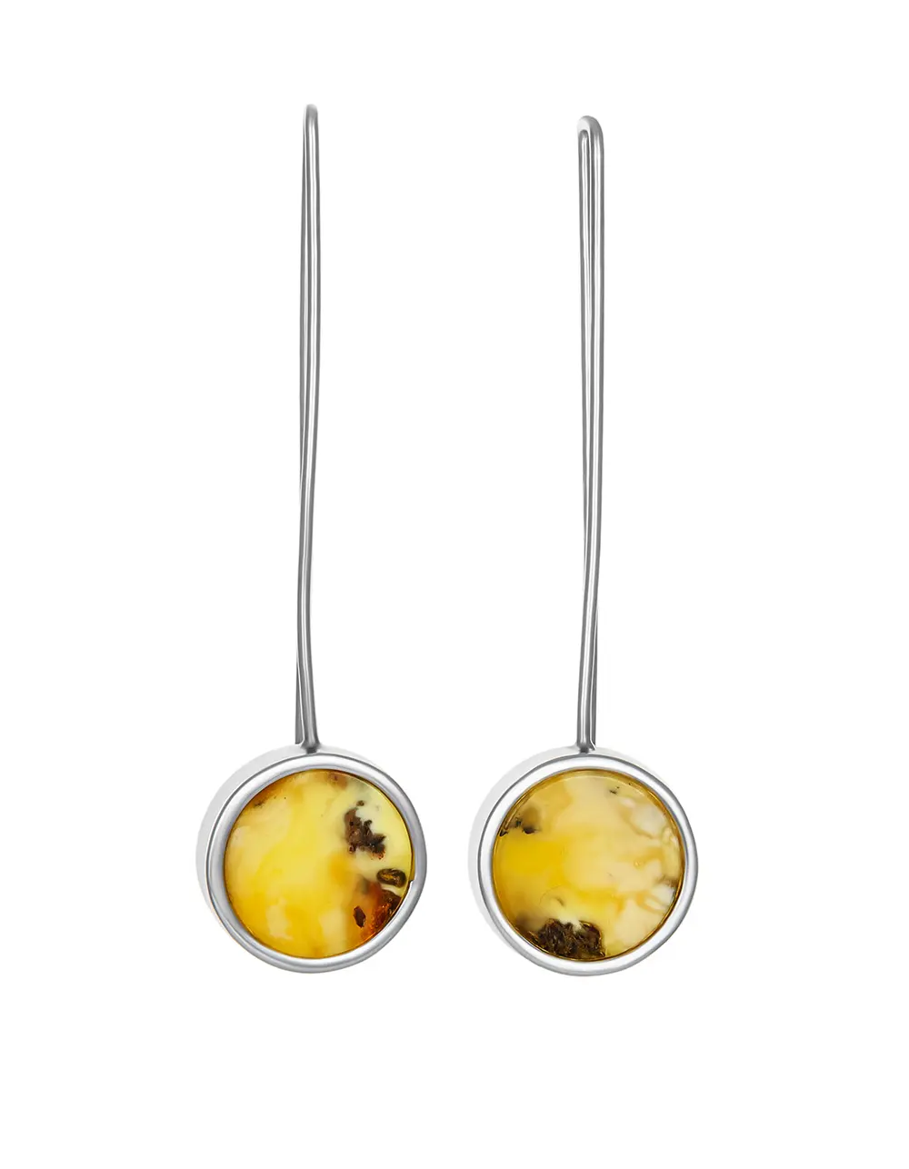 картинка Серьги-крючки Palazzo из янтаря с живописной текстурой в онлайн магазине