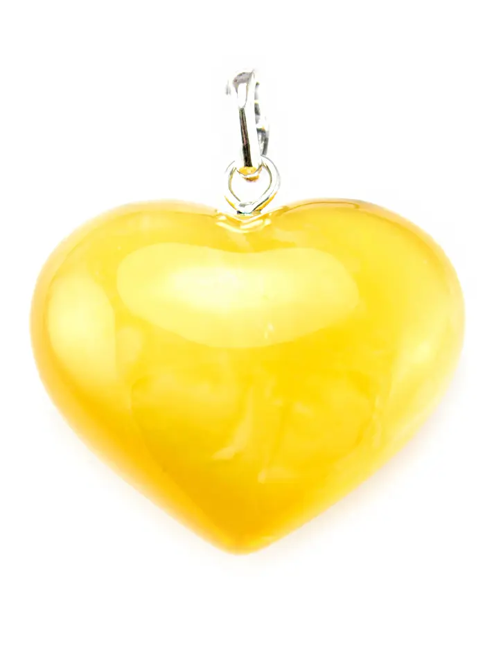 картинка Крупный кулон из натурального янтаря «Сердце» в онлайн магазине