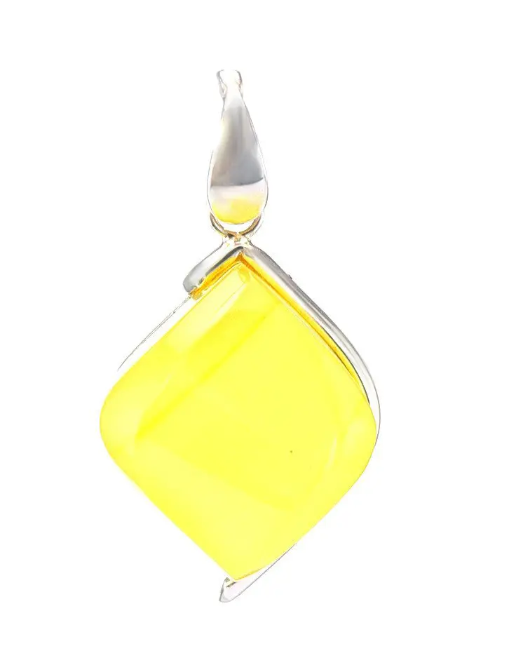 картинка Серебряная подвеска «Глянец» из натурального колумбийского янтаря медового цвета в онлайн магазине