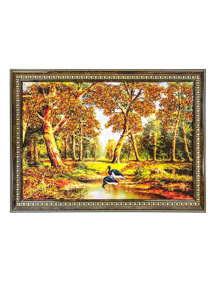 картинка Горизонтально ориентированная картина, украшенная натуральным балтийским янтарём «Летний день» в онлайн магазине