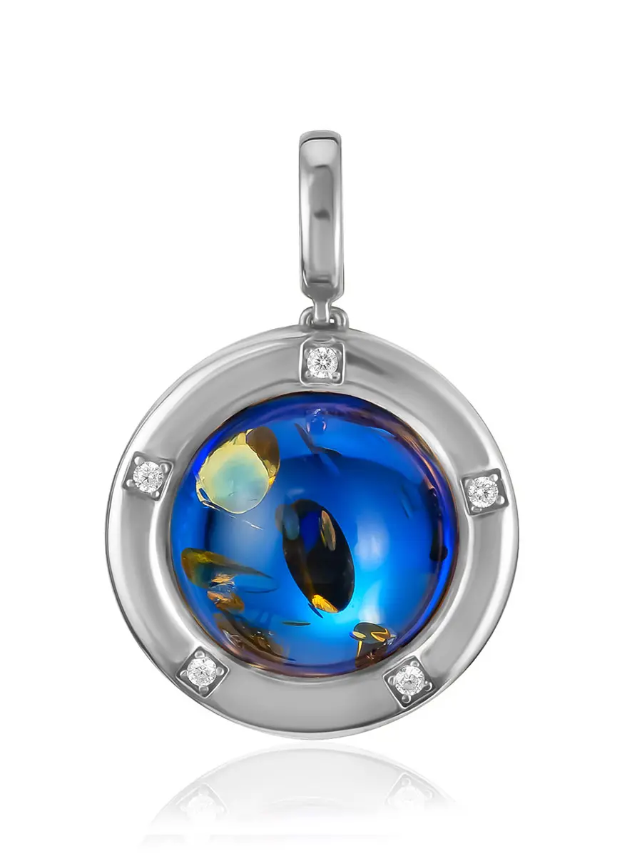 картинка Подвеска из серебра с тонированным янтарём и фианитами «Ампир» в онлайн магазине