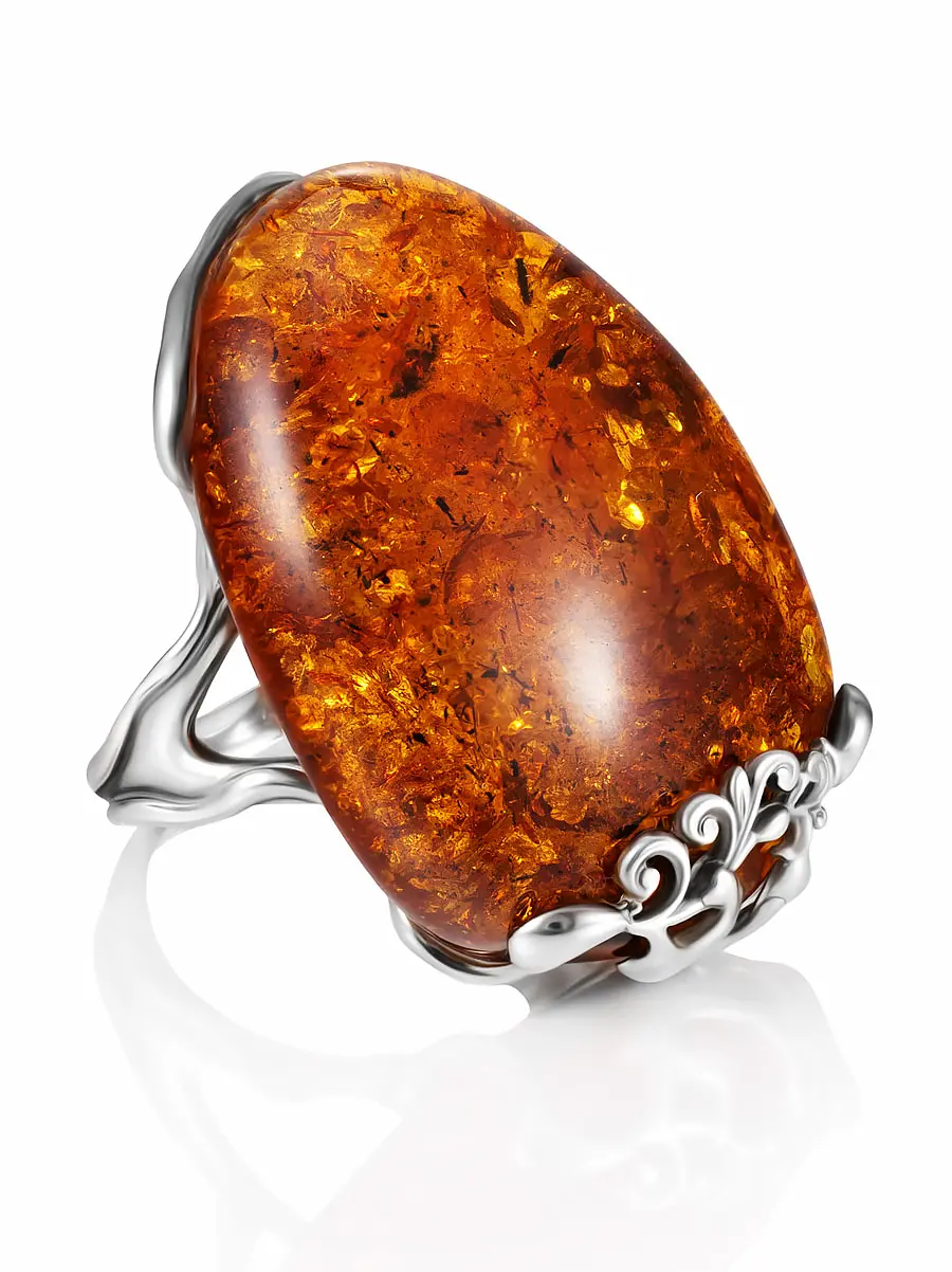 картинка Нарядное кольцо со вставкой из переливающегося янтаря «Версаль» в онлайн магазине
