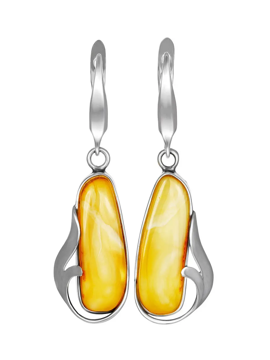картинка Серебряные серьги с натуральным медовым янтарём «Маньяна» в онлайн магазине