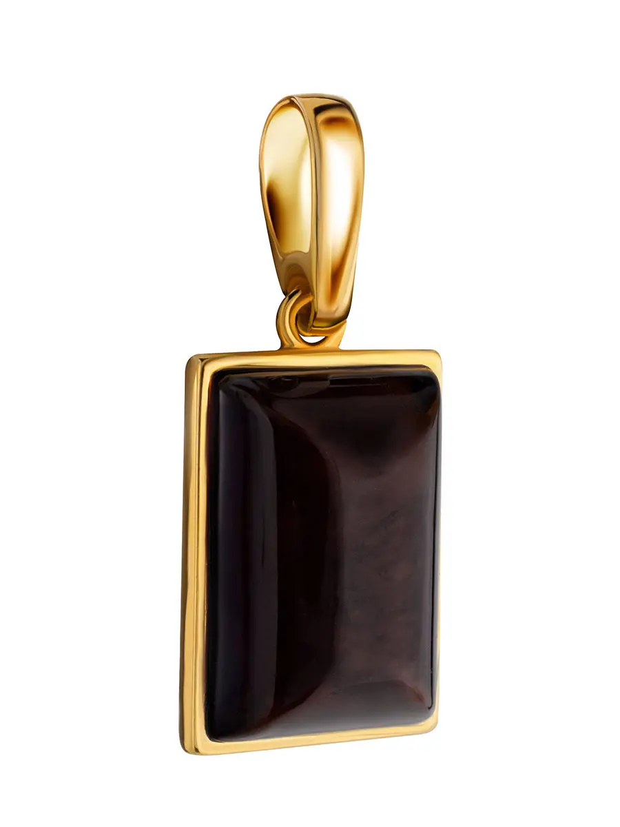 картинка Прямоугольный кулон с натуральным вишнёвым янтарём «Спарта» в онлайн магазине