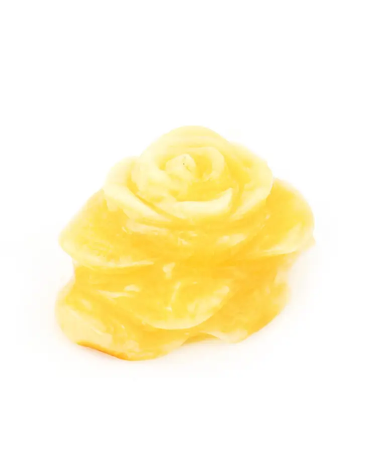 картинка Сувенир-резьба из натурального янтаря «Молочно-белая роза» 24х18х14 в онлайн магазине