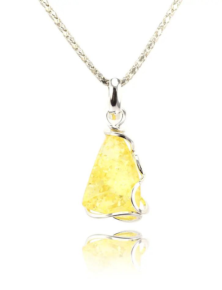 картинка Небольшая подвеска в форме колокольчика из серебра и натурального балтийского лимонного янтаря «Валенсия» в онлайн магазине
