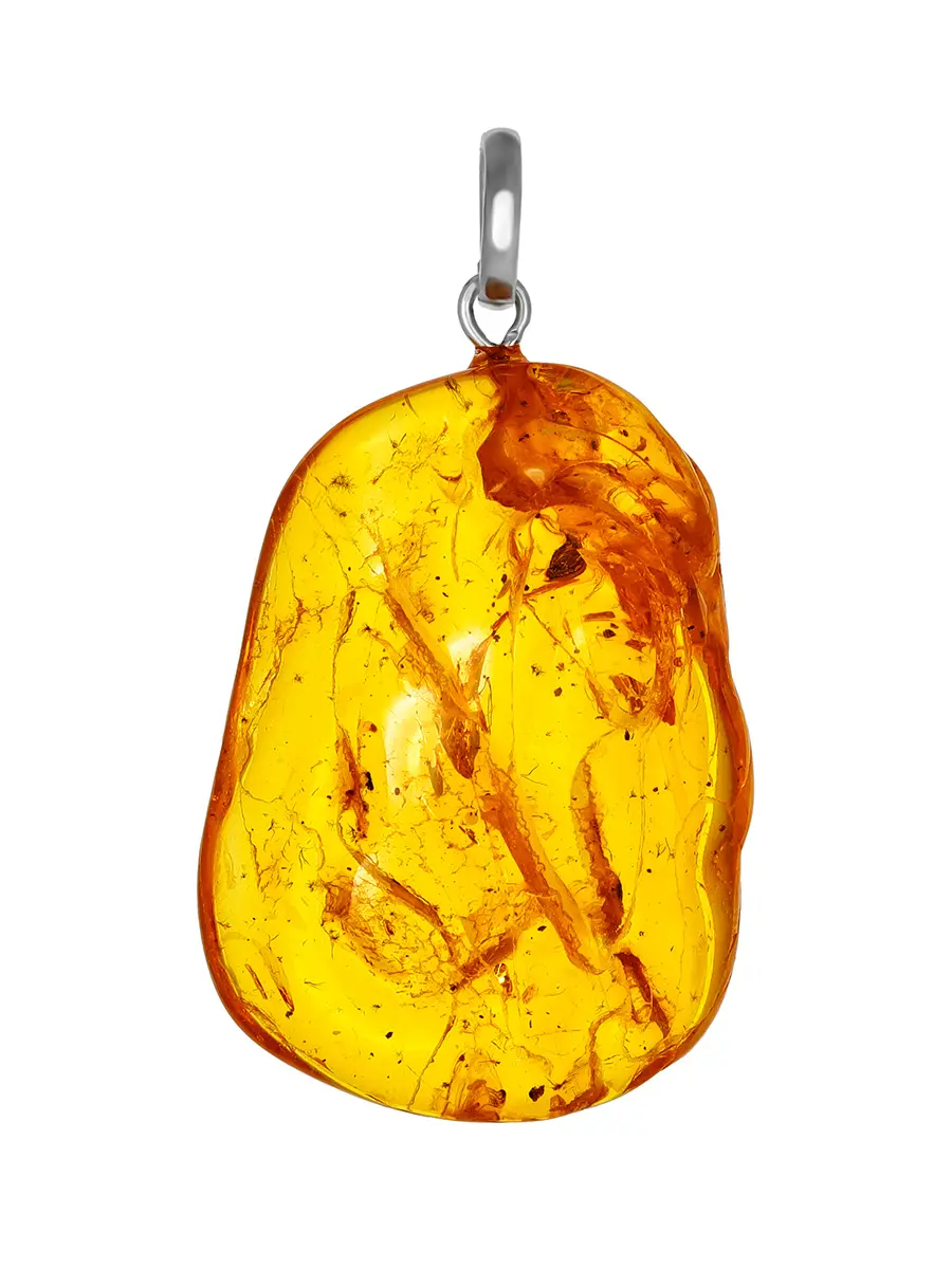 картинка Кулон из кусочка натурального янтаря коньячного цвета в онлайн магазине