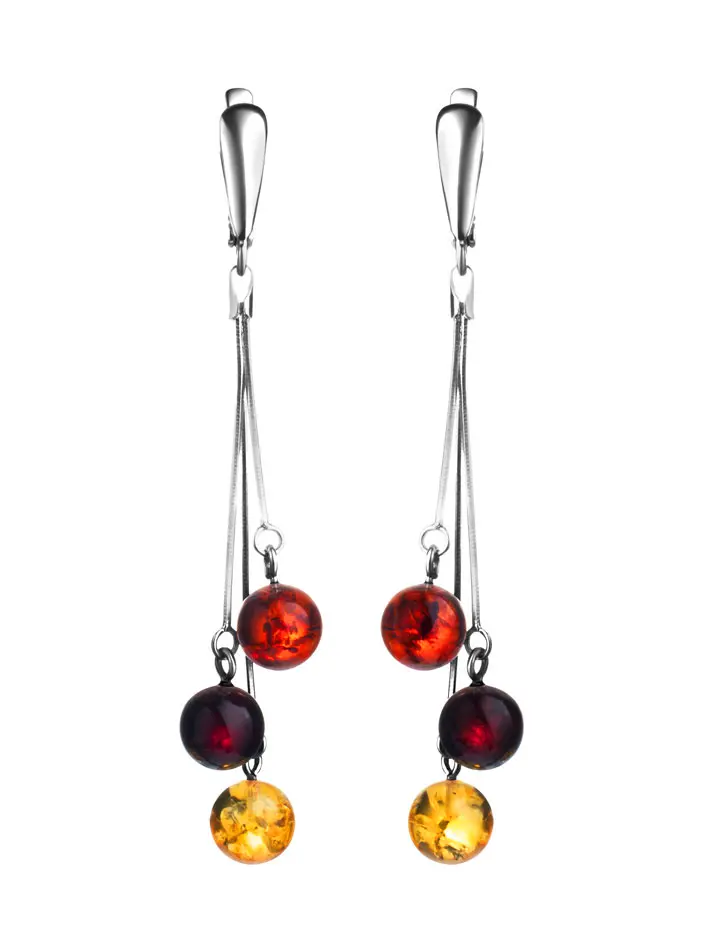 картинка Стильные серьги «Рябина» из натурального янтаря разных оттенков в онлайн магазине