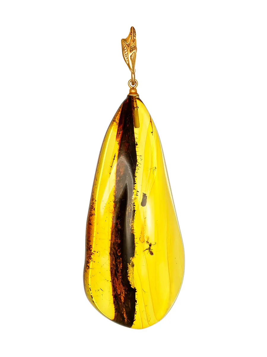 картинка Изысканная подвеска из лимонного янтаря с включением муравья «Клио» в онлайн магазине
