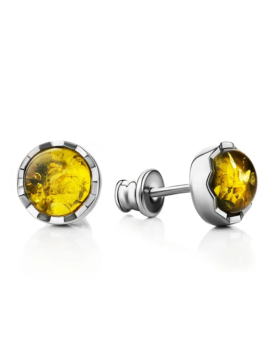 картинка Серьги-гвоздики из нежно-лимонного янтаря «Камелот» в онлайн магазине