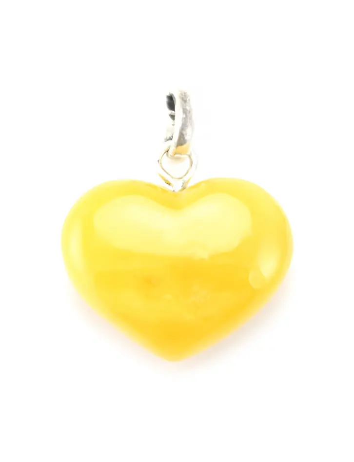картинка Кулон-сердечко из натурального балтийского янтаря светлого медового цвета в онлайн магазине