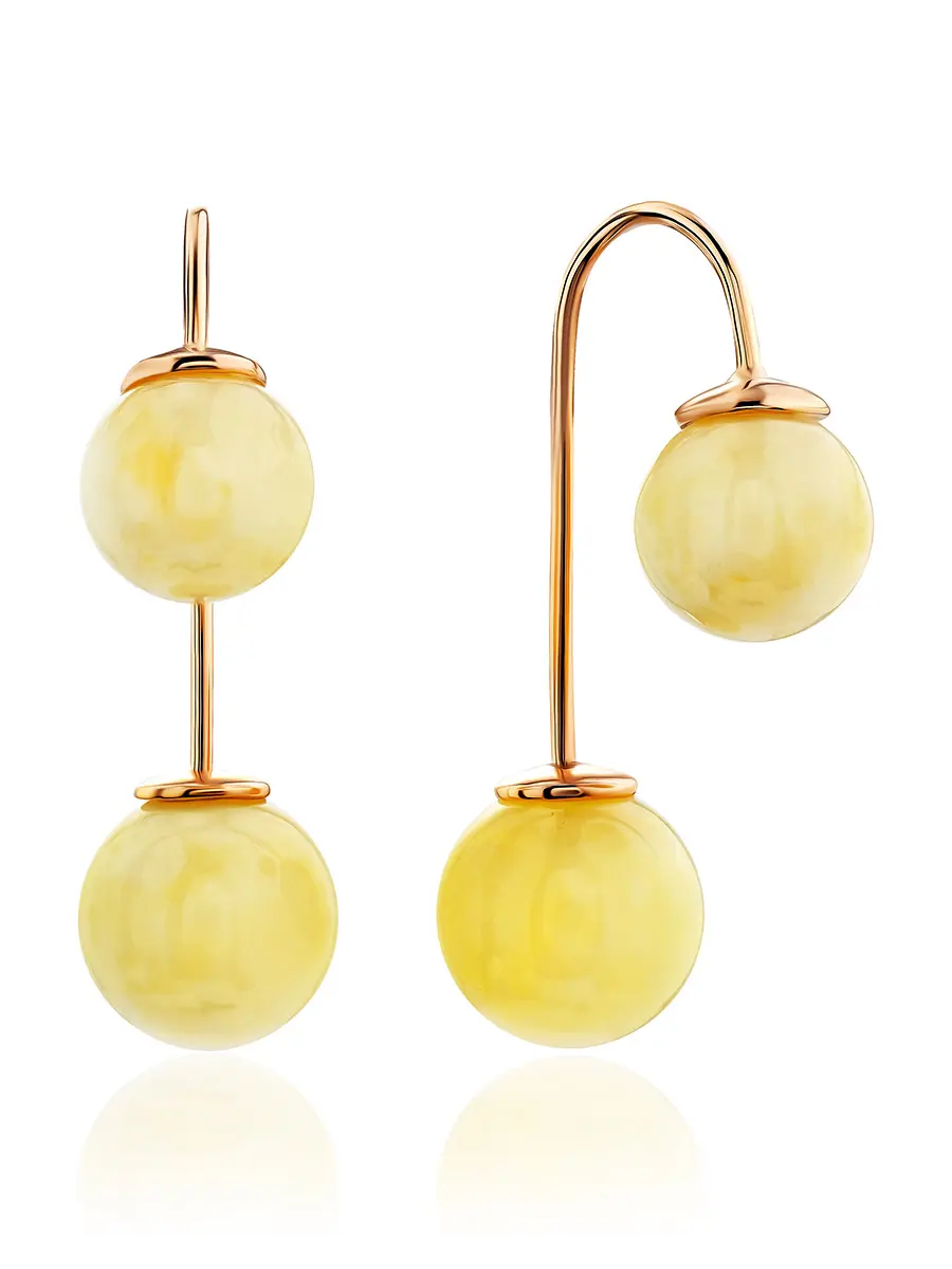 картинка Элегантные серьги из золота и медового янтаря «Пигаль» в онлайн магазине