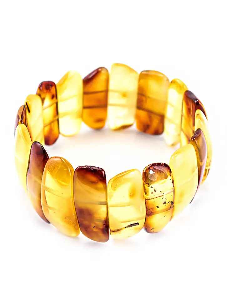 картинка Плоский браслет из красивого янтаря медового оттенка с состаренными краями в онлайн магазине