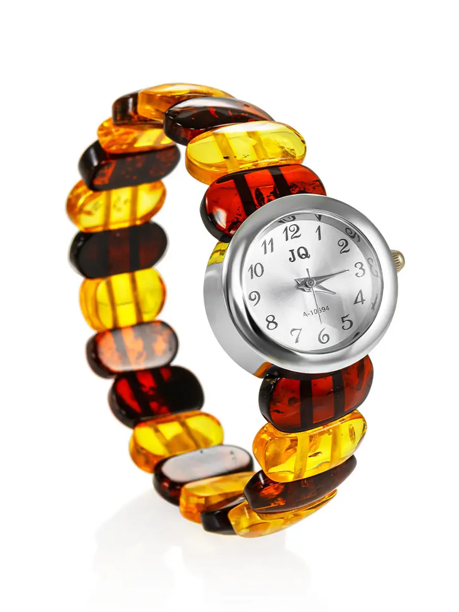 картинка Оригинальные наручные часы на браслете из натурального балтийского янтаря в онлайн магазине