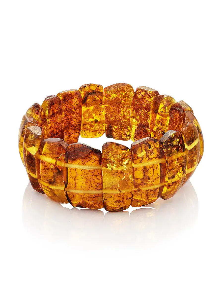 картинка Стильный браслет из натурального балтийского янтаря «Помпеи» в онлайн магазине