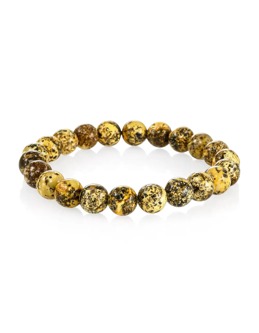 картинка Браслет с чёрным пейзажным янтарём ручной работы «Метеорит» в онлайн магазине