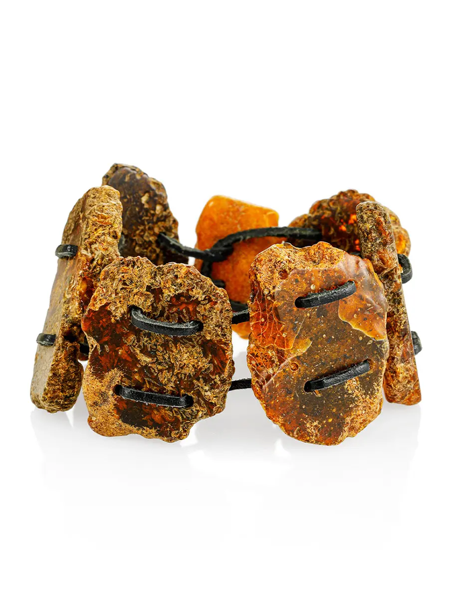 картинка Браслет из натурального балтийского янтаря на шнурке «Помпеи» в онлайн магазине