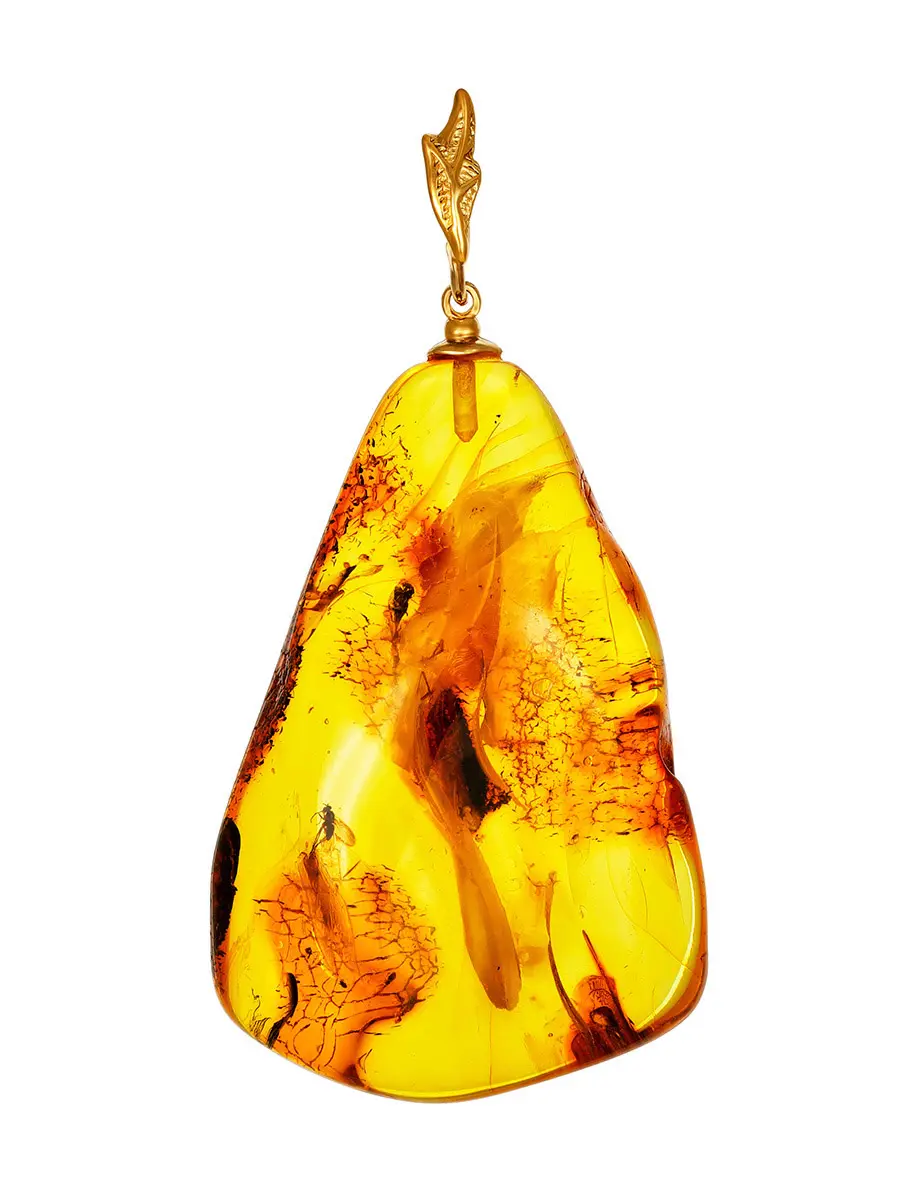 картинка Подвеска из яркого золотистого янтаря с инклюзами в онлайн магазине