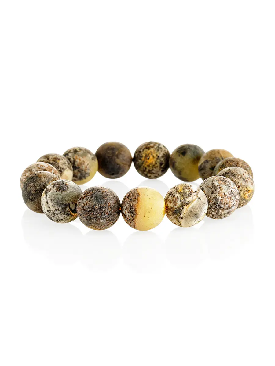 картинка Красивый браслет из натурального янтаря с мягкой шлифовкой «Метеорит» в онлайн магазине