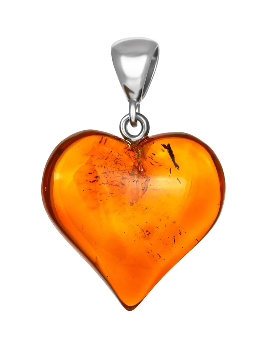 картинка Подвеска из натурального прозрачного коньячного янтаря «Сердце»  в онлайн магазине