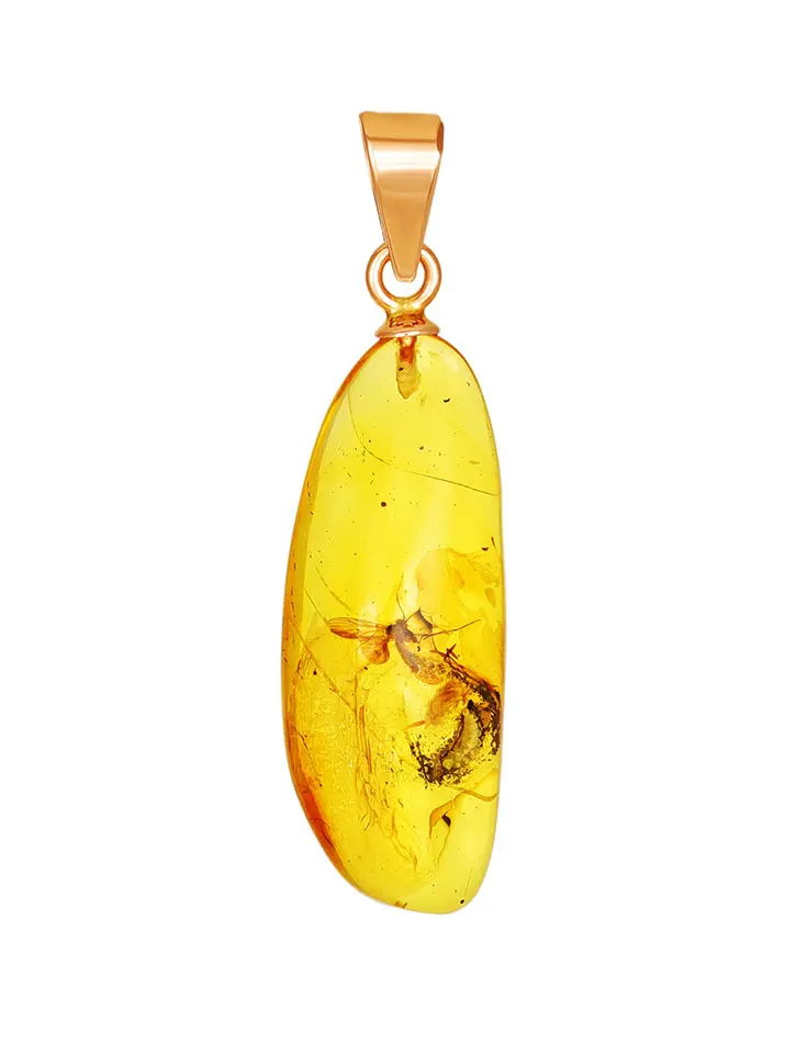 картинка Небольшая подвеска из натурального янтаря с инклюзом «Клио» в онлайн магазине