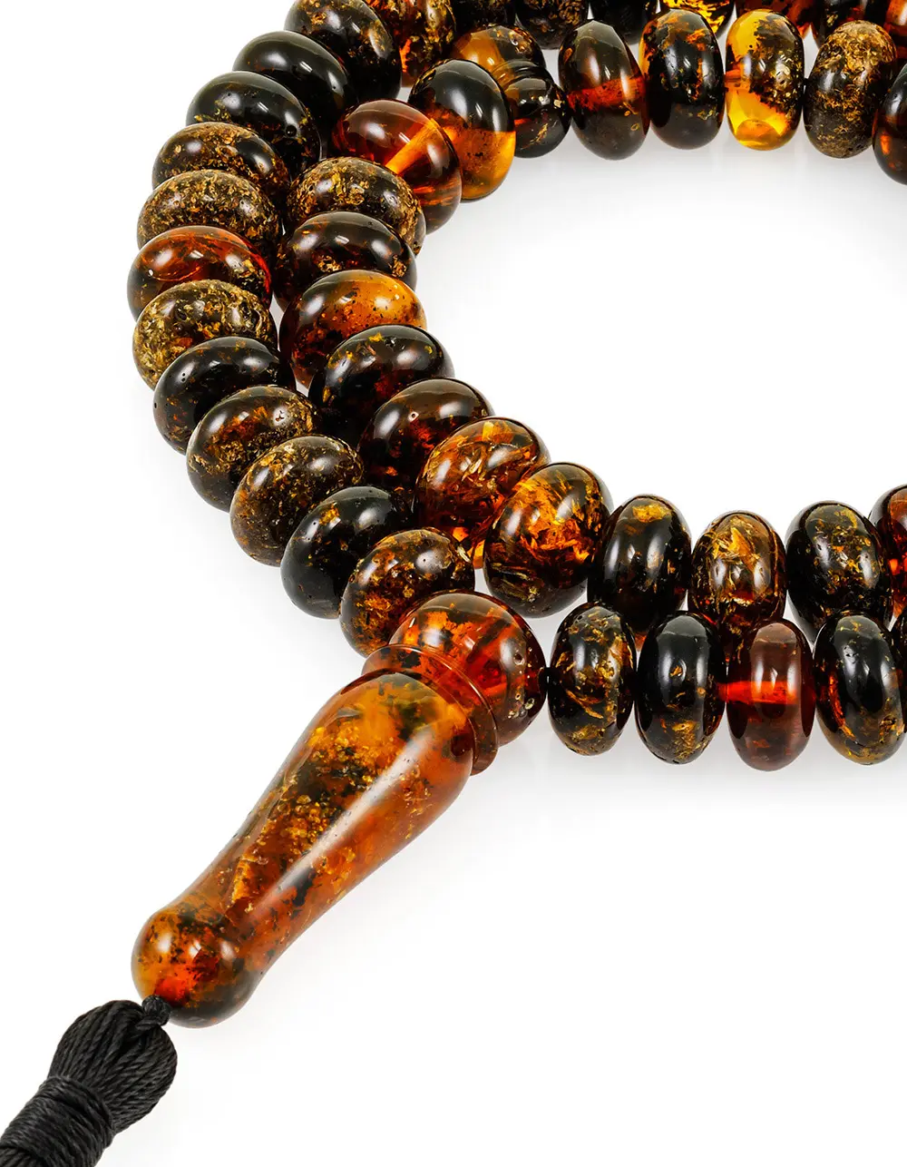 картинка Чётки из 66 бусин натурального чёрного янтаря в онлайн магазине